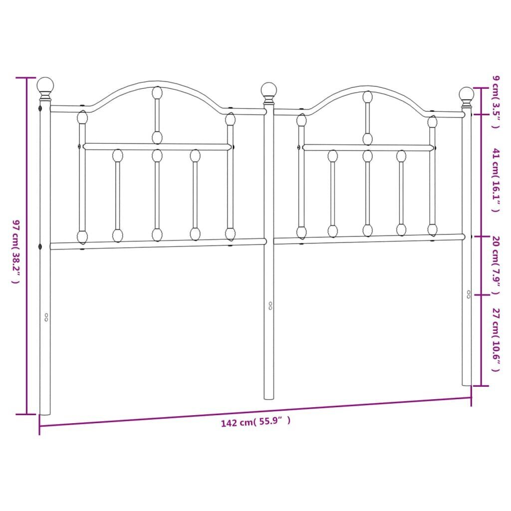 Metallist voodiVoodipeats vidaXL, 135 cm, must цена и информация | Voodid | kaup24.ee