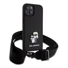 Karl Lagerfeld Saffiano Crossbody Metal Karl and Choupette Case for iPhone 15 Plus Black цена и информация | Чехлы для телефонов | kaup24.ee