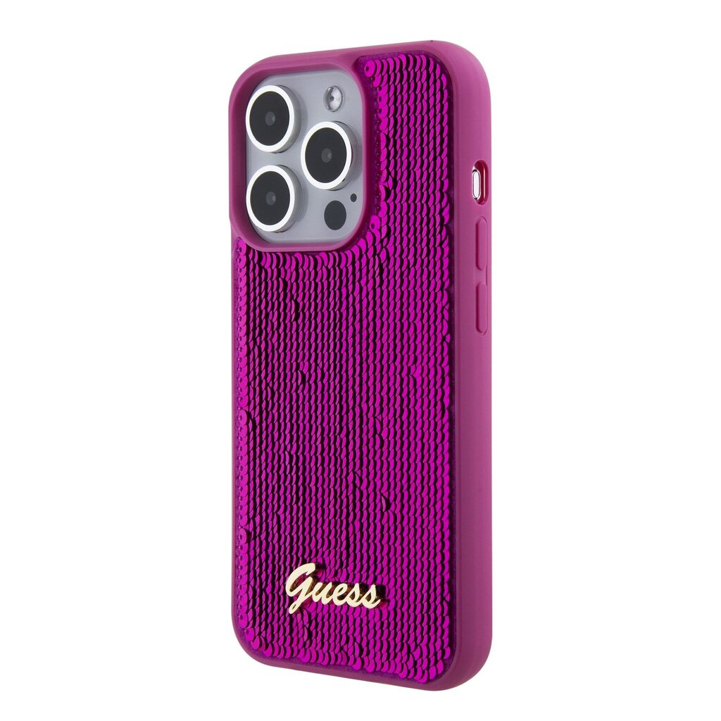 Guess Sequin Script Logo Case for iPhone 15 Pro Magenta цена | kaup24.ee