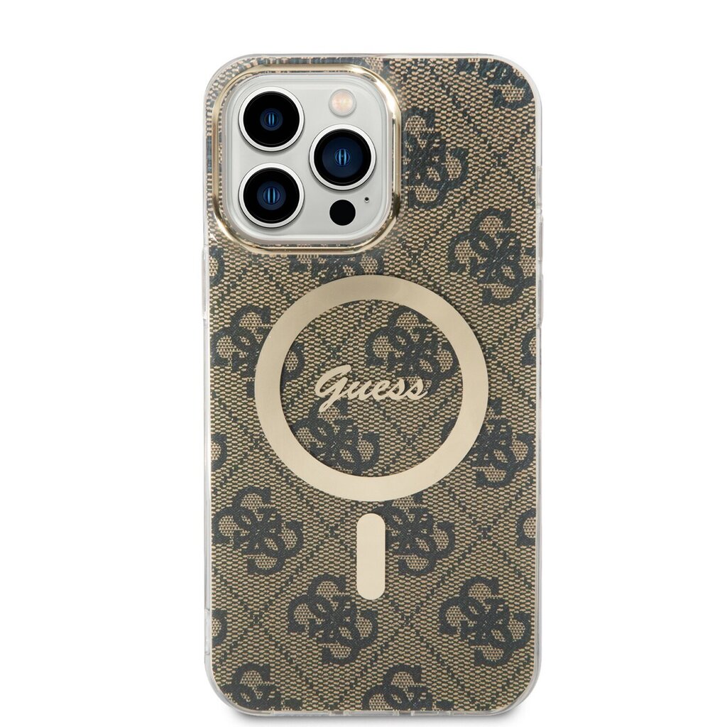 Guess IML 4G MagSafe Case for iPhone 15 Pro Max Brown цена | kaup24.ee