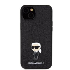 Karl Lagerfeld Fixed Glitter Metal Ikonik Case for iPhone 15 Plus Black цена и информация | Чехлы для телефонов | kaup24.ee