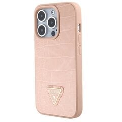 Guess GUHCP15LPCRTHCP iPhone 15 Pro 6.1" różowy|pink hardcase Croco Triangle Metal Logo цена и информация | Чехлы для телефонов | kaup24.ee