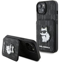 Karl Lagerfeld KLHCP15SSAKCNSCK iPhone 15 6.1" czarny|black hardcase Saffiano Cardslots and Stand Monogram Choupette цена и информация | Чехлы для телефонов | kaup24.ee