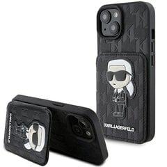 Karl Lagerfeld KLHCP15SSAKKNSCK iPhone 15 6.1" czarny|black hardcase Saffiano Cardslots and Stand Monogram Ikonik Patch цена и информация | Чехлы для телефонов | kaup24.ee