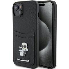 Karl Lagerfeld KLHCP15SSAPKCNPK iPhone 15 6.1" czarny|black hardcase Saffiano Cardslot Karl&Choupette Metal Pin цена и информация | Чехлы для телефонов | kaup24.ee