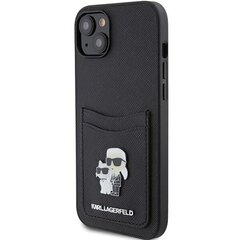 Karl Lagerfeld KLHCP15SSAPKCNPK iPhone 15 6.1" czarny|black hardcase Saffiano Cardslot Karl&Choupette Metal Pin цена и информация | Чехлы для телефонов | kaup24.ee