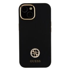 Guess Liquid Silicone 4G Strass Metal Logo Case for iPhone 15 Black цена и информация | Чехлы для телефонов | kaup24.ee