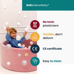 Ümmargune pallibassein MeowBaby, 90x30 cm, valge, 200 palli цена и информация | Игрушки для малышей | kaup24.ee