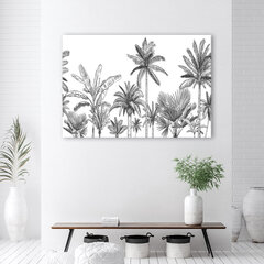 Seinapilt Mustvalged palmipuud цена и информация | Картины, живопись | kaup24.ee