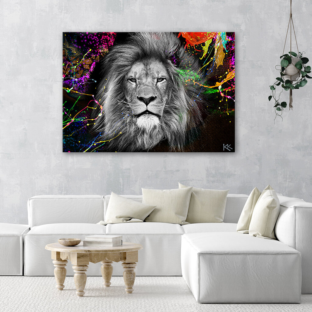 Seinapilt Värviline lõvi abstraktsioon цена и информация | Seinapildid | kaup24.ee