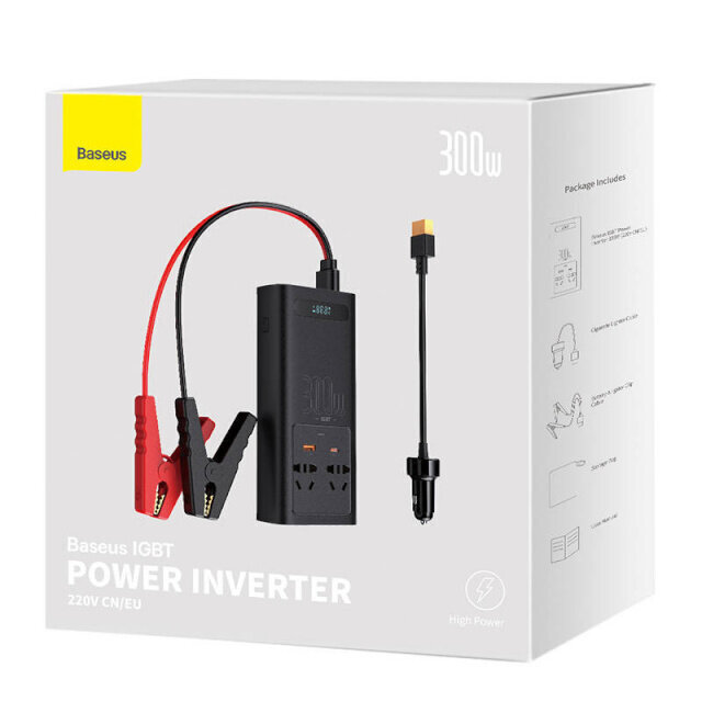 Baseus Power Inverter 300W (220V CN/EU) must цена и информация | Auto akulaadijad | kaup24.ee