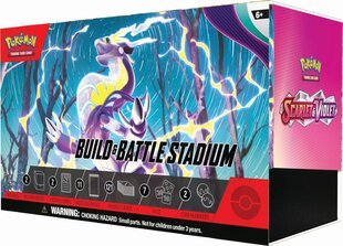 <div class="YFOl-W-OqZLwoGfUUM4rl"><br />
<p>Set out for a journey in the Paldea region! Meet first partners Sprigatito, Fuecoco, and Quaxly, and explore the power of the Legendary Pokémon Koraidon and Miraidon as Pokémon ex. Other Pokémon ex evolve their way into battle—including Arcanine and Gyarados with a dazzling new look. Even more Pokémon appear as illustration rare cards with amazing artwork—discover them all in the Pokémon TCG: Scarlet &amp; Violet expansion!</p><br />
<ul><br />
<li>Over 190 cards</li><br />
<li>More than 10 brand-new Pokémon ex; a take on a returning game mechanic</li><br />
<li>The introduction of Tera Pokémon ex with a cool crystalline appearance</li><br />
<li>More than 30 Trainer cards</li><br />
<li>Dozens of Pokémon and Trainer cards with special illustrations</li><br />
</ul><br />
<div id="jw-element-196893549" class="jw-tree-node jw-element jw-image-text"><br />
<div class="jw-element-imagetext-text"><br />
<p>Enter the Pokémon Stadium—Ready for Battle!<br />Build two decks with a friend—and then play right away! This Pokémon TCG: Scarlet &amp; Violet Build &amp; Battle Stadium contains a massive set of cards, including two Build &amp; Battle Boxes. Each Build &amp; Battle Box contains four booster packs and a 40-card deck that includes an exclusive foil card. You canplay these decks right out of the box, or enhance them with cards from the booster packs. Get ready to face your opponents in the Build &amp; Battle Stadium!</p><br />
<p><br />The Build &amp; Battle Stadium includes everything two players need to battle. Inside this box, you’ll find:</p><br />
<ul><br />
<li>2 individual Build &amp; Battle Boxes, each containing a ready-to-play 40-card deck</li><br />
<li>Each deck includes 1 of 4 foil promo cards</li><br />
<li>3 additional Scarlet &amp; Violet booster packs, so you get 11 in all</li><br />
<li>121 Basic Energy cards</li><br />
<li>6 damage-counter dice</li><br />
<li>1 competition-legal coin-flip die</li><br />
<li>2 coin condition markers</li><br />
<li>A collector’s box to hold everything</li><br />
</ul><br />
</div><br />
</div><br />
</div> цена и информация | Настольные игры | kaup24.ee