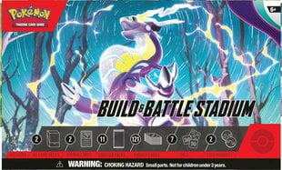 <div class="YFOl-W-OqZLwoGfUUM4rl"><br />
<p>Set out for a journey in the Paldea region! Meet first partners Sprigatito, Fuecoco, and Quaxly, and explore the power of the Legendary Pokémon Koraidon and Miraidon as Pokémon ex. Other Pokémon ex evolve their way into battle—including Arcanine and Gyarados with a dazzling new look. Even more Pokémon appear as illustration rare cards with amazing artwork—discover them all in the Pokémon TCG: Scarlet &amp; Violet expansion!</p><br />
<ul><br />
<li>Over 190 cards</li><br />
<li>More than 10 brand-new Pokémon ex; a take on a returning game mechanic</li><br />
<li>The introduction of Tera Pokémon ex with a cool crystalline appearance</li><br />
<li>More than 30 Trainer cards</li><br />
<li>Dozens of Pokémon and Trainer cards with special illustrations</li><br />
</ul><br />
<div id="jw-element-196893549" class="jw-tree-node jw-element jw-image-text"><br />
<div class="jw-element-imagetext-text"><br />
<p>Enter the Pokémon Stadium—Ready for Battle!<br />Build two decks with a friend—and then play right away! This Pokémon TCG: Scarlet &amp; Violet Build &amp; Battle Stadium contains a massive set of cards, including two Build &amp; Battle Boxes. Each Build &amp; Battle Box contains four booster packs and a 40-card deck that includes an exclusive foil card. You canplay these decks right out of the box, or enhance them with cards from the booster packs. Get ready to face your opponents in the Build &amp; Battle Stadium!</p><br />
<p><br />The Build &amp; Battle Stadium includes everything two players need to battle. Inside this box, you’ll find:</p><br />
<ul><br />
<li>2 individual Build &amp; Battle Boxes, each containing a ready-to-play 40-card deck</li><br />
<li>Each deck includes 1 of 4 foil promo cards</li><br />
<li>3 additional Scarlet &amp; Violet booster packs, so you get 11 in all</li><br />
<li>121 Basic Energy cards</li><br />
<li>6 damage-counter dice</li><br />
<li>1 competition-legal coin-flip die</li><br />
<li>2 coin condition markers</li><br />
<li>A collector’s box to hold everything</li><br />
</ul><br />
</div><br />
</div><br />
</div> цена и информация | Настольные игры | kaup24.ee