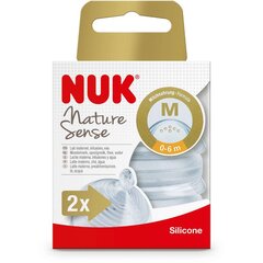 Силиконовая соска NUK Nature Sense M с отверстиями 0-6 мес., 2 шт. цена и информация | Бутылочки и аксессуары | kaup24.ee