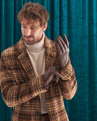 Кожаные мужские перчатки S04, коричневые цена и информация | Мужские шарфы, шапки, перчатки | kaup24.ee