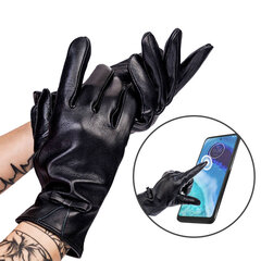 Женские кожаные перчатки D01, черные. цена и информация | Женские перчатки | kaup24.ee