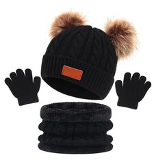 Laste 3-osaline talvekomplekt S123, must цена и информация | Шапки, перчатки, шарфы для мальчиков | kaup24.ee