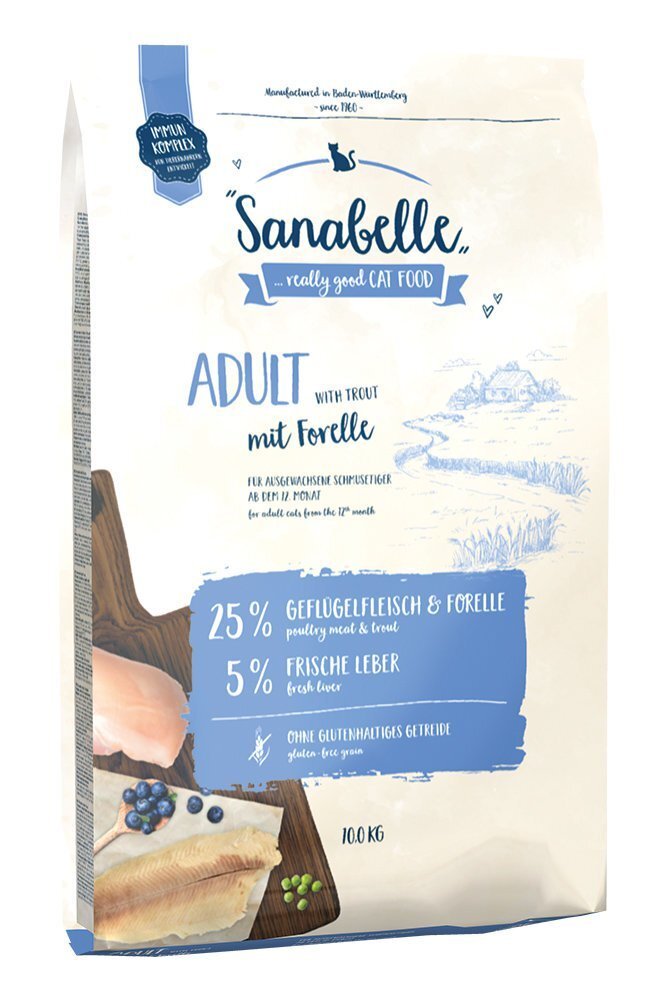 Kuivtoit Sanabelle tubastele kassidele Bosch Petfood Adult Trout, 10 kg hind ja info | Kuivtoit kassidele | kaup24.ee