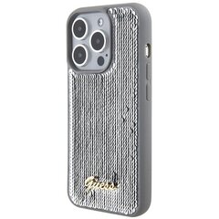 Guess GUHCP15LPSFDGSS iPhone 15 Pro 6.1" srebrny|silver hardcase Sequin Script Metal цена и информация | Чехлы для телефонов | kaup24.ee