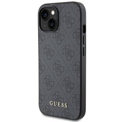 Guess GUHCP15SG4GFGR iPhone 15 6.1" szary|grey hard case 4G Metal Gold Logo цена и информация | Чехлы для телефонов | kaup24.ee