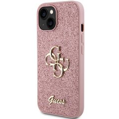 Guess GUHCP15SHG4SGP iPhone 15 6.1" różowy|pink hardcase Glitter Script Big 4G цена и информация | Чехлы для телефонов | kaup24.ee