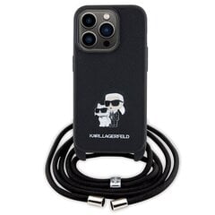 Karl Lagerfeld KLHCP15LSAKCPSK iPhone 15 Pro 6.1" hardcase czarny|black Crossbody Saffiano Metal Pin Karl & Choupette цена и информация | Чехлы для телефонов | kaup24.ee