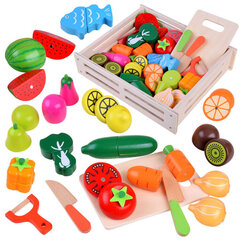 Набор деревянных овощей и фруктов для нарезки в коробке цена и информация | Развивающие игрушки | kaup24.ee