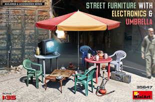 Liimitav mudel MiniArt 35647 Street Furniture With Electronics & Umbrella 1/35 цена и информация | Склеиваемые модели | kaup24.ee