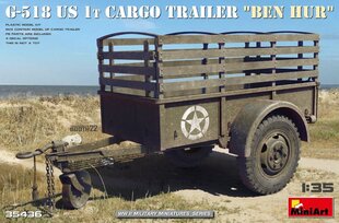 Сборная пластиковая модель. Miniart - G-518 U.S. 1T Cargo Trailer Ben Hur, 1/35, 35436 цена и информация | Склеиваемые модели | kaup24.ee