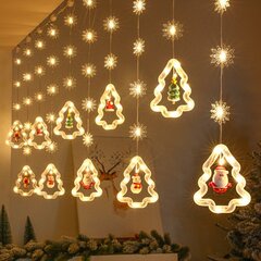 Рождественские гирлянды с 10 елками и елочными игрушками на ёлках, 3м, 120 светодиодов, LIVMAN XY-005 цена и информация | гирлянда, 10 вел 4 см | kaup24.ee
