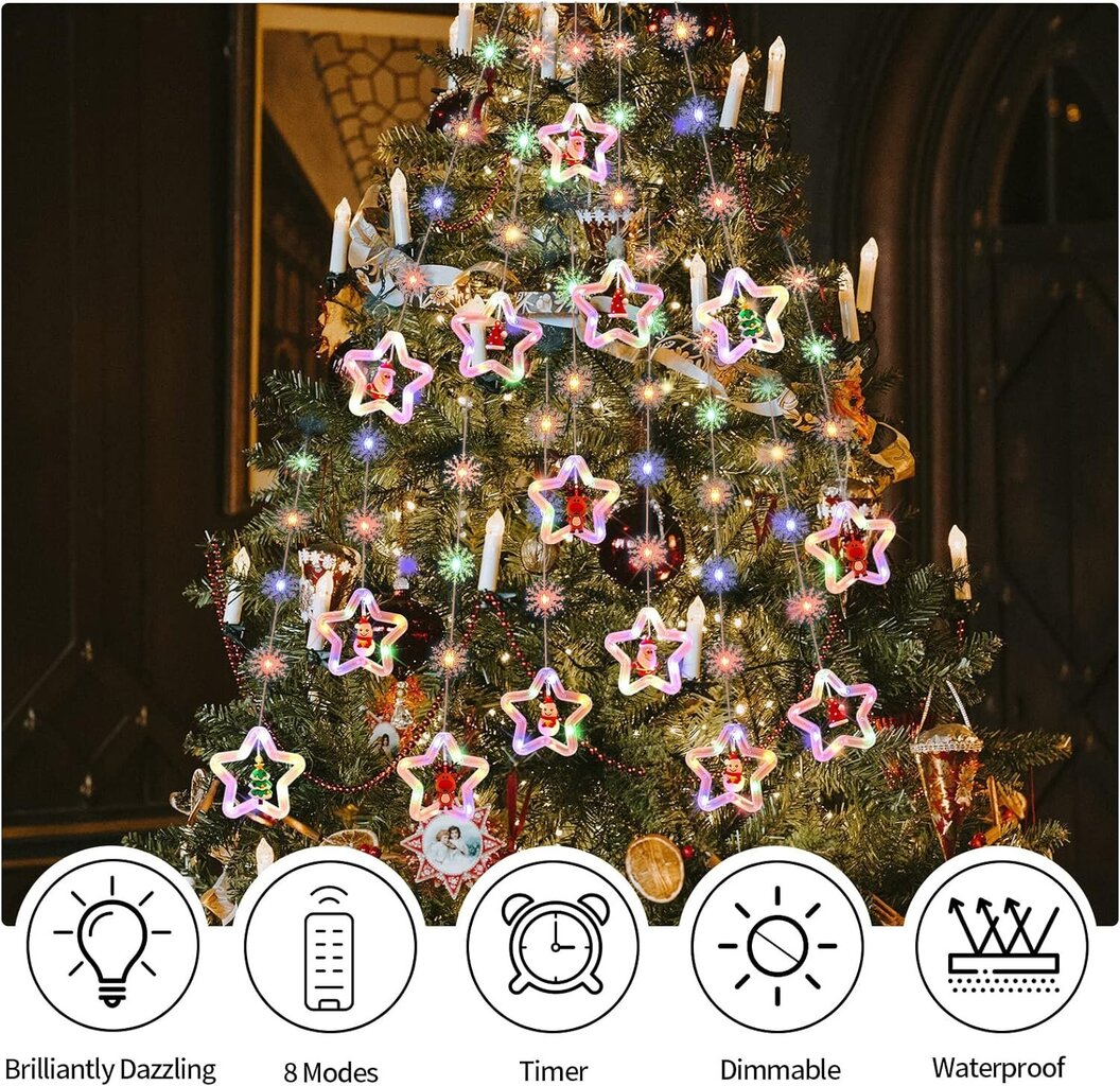 Jõulutuled 10 tähe ja jõulukaunistustega tähtedes, 3m, 120 LED, LIVMAN XY-004 hind ja info | Jõulutuled | kaup24.ee