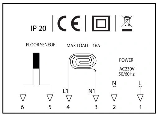 Põrandaruumi termostaat Touch 16A 230V hind ja info | Taimerid, termostaadid | kaup24.ee