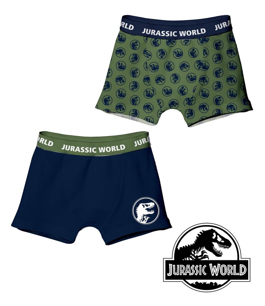 Poiste bokserid Jurassic World (2-pakk) hind ja info | Poiste aluspesu | kaup24.ee