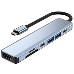 Разветвитель-концентратор 7 в 1 USB-C/HDMI/Micro SD/ 4K UHD цена и информация | Адаптеры и USB-hub | kaup24.ee