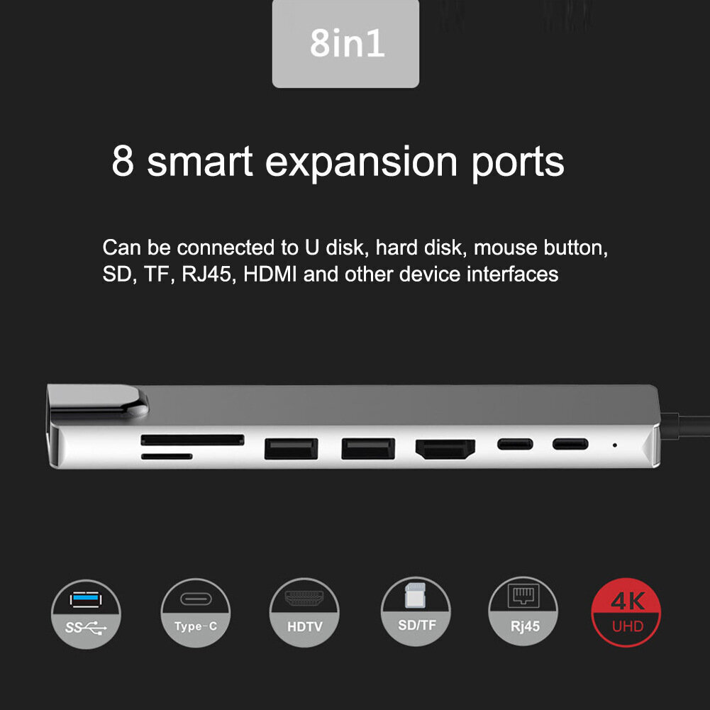 Splitter Hub 8in1 hind ja info | USB jagajad, adapterid | kaup24.ee