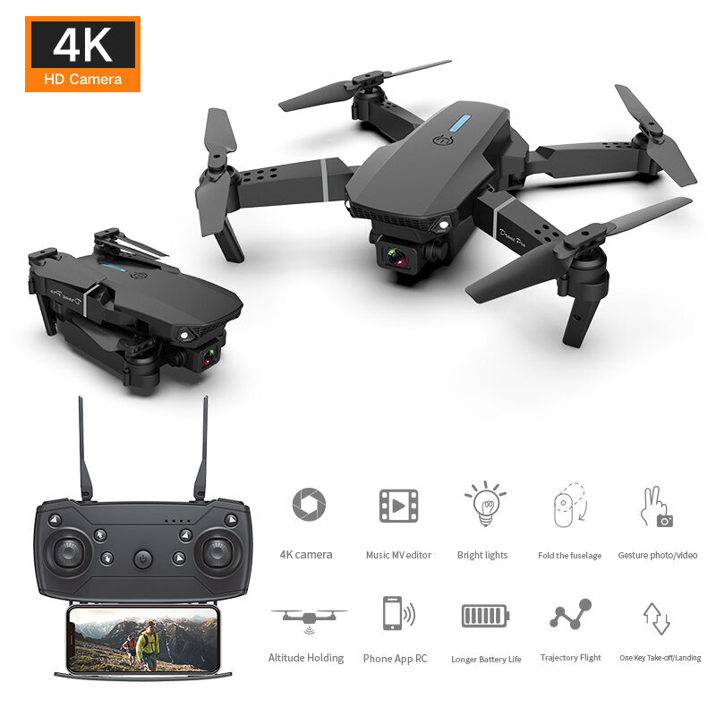 Drone E88 Pro 4k HD цена и информация | Droonid | kaup24.ee