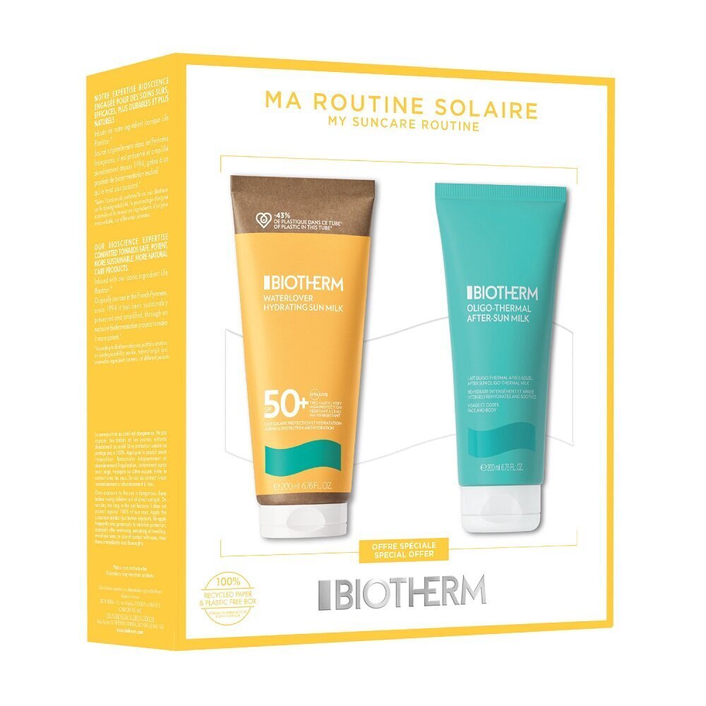 Kehahooldustoodete komplekt naistele Biotherm Waterlover Spf50 piim 200 ml + After Sun Milk kreem 200 ml цена и информация | Kehakreemid, kehaspreid | kaup24.ee