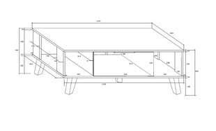 Laud Sven, 46 x 120 x 65 cm, tumepruun/valge hind ja info | Diivanilauad | kaup24.ee