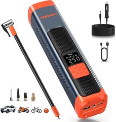 Fowawu 6000mAh akuõhupump Auto 150psi, akukompressori jalgrattaga kaasaskantav jalgrattapump koos DC 12V -kaabliga Digitaalne LCD LED -taskulambi toitepink, elektriõhupump autorattaga mootorrattapallide jaoks hind ja info | Lisaseadmed | kaup24.ee