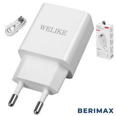 Laadija USB TypeC kaabliga Berimax WK19CC цена и информация | Зарядные устройства для телефонов | kaup24.ee