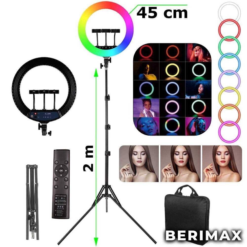 Rõngas LED lamp Berimax LS45 RGB 300W цена и информация | Fotovalgustuse seadmed | kaup24.ee