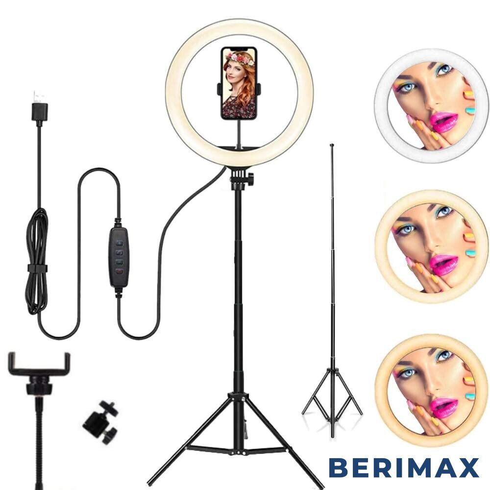 Rõngas LED-lamp statiivialusega Berimax LS26 hind ja info | Fotovalgustuse seadmed | kaup24.ee