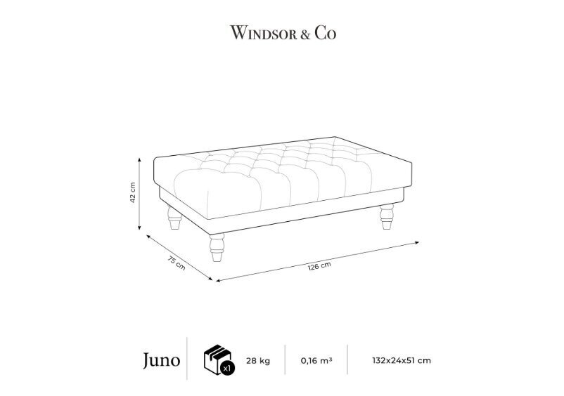 Tumba Windsor & Co Juno, 126x75x42 cm, must hind ja info | Kott-toolid, tumbad, järid | kaup24.ee