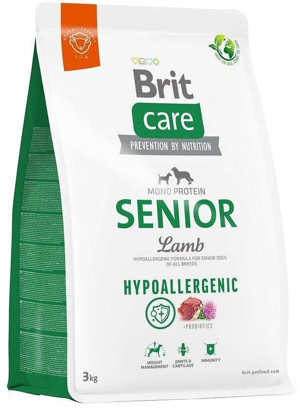 Brit Care Hypoallergenic Senior Lamb eakatele koertele koos lambalihaga, 3kg hind ja info | Kuivtoit koertele | kaup24.ee