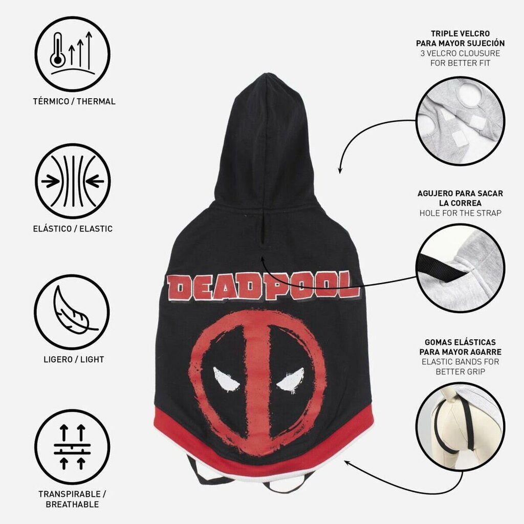 Koera dressipluus Deadpool XXS Must hind ja info | Riided koertele | kaup24.ee