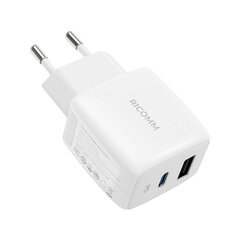 Ricomm seinalaadija 25W PD RC252 EU, 1xUSB-A, 1xUSB-C + 2.1m USB-C Cable hind ja info | Riccom Mobiiltelefonid, foto-, videokaamerad | kaup24.ee