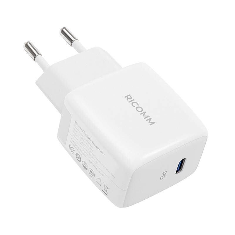 Ricomm seinalaadija 25W PD RC251 EU, 1xUSB-C + 2.1m USB-C Cable hind ja info | Mobiiltelefonide laadijad | kaup24.ee