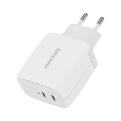 Ricomm seinalaadija 65W GaN RC652 EU, 2xUSB-C + 2.1m USB-C Cable hind ja info | Mobiiltelefonide laadijad | kaup24.ee