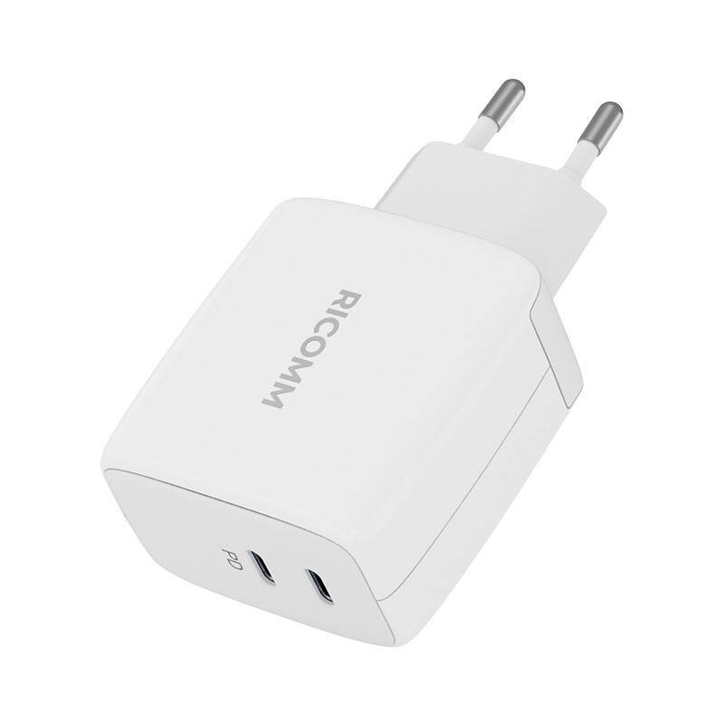 Ricomm seinalaadija 65W GaN RC652 EU, 2xUSB-C + 2.1m USB-C Cable цена и информация | Mobiiltelefonide laadijad | kaup24.ee