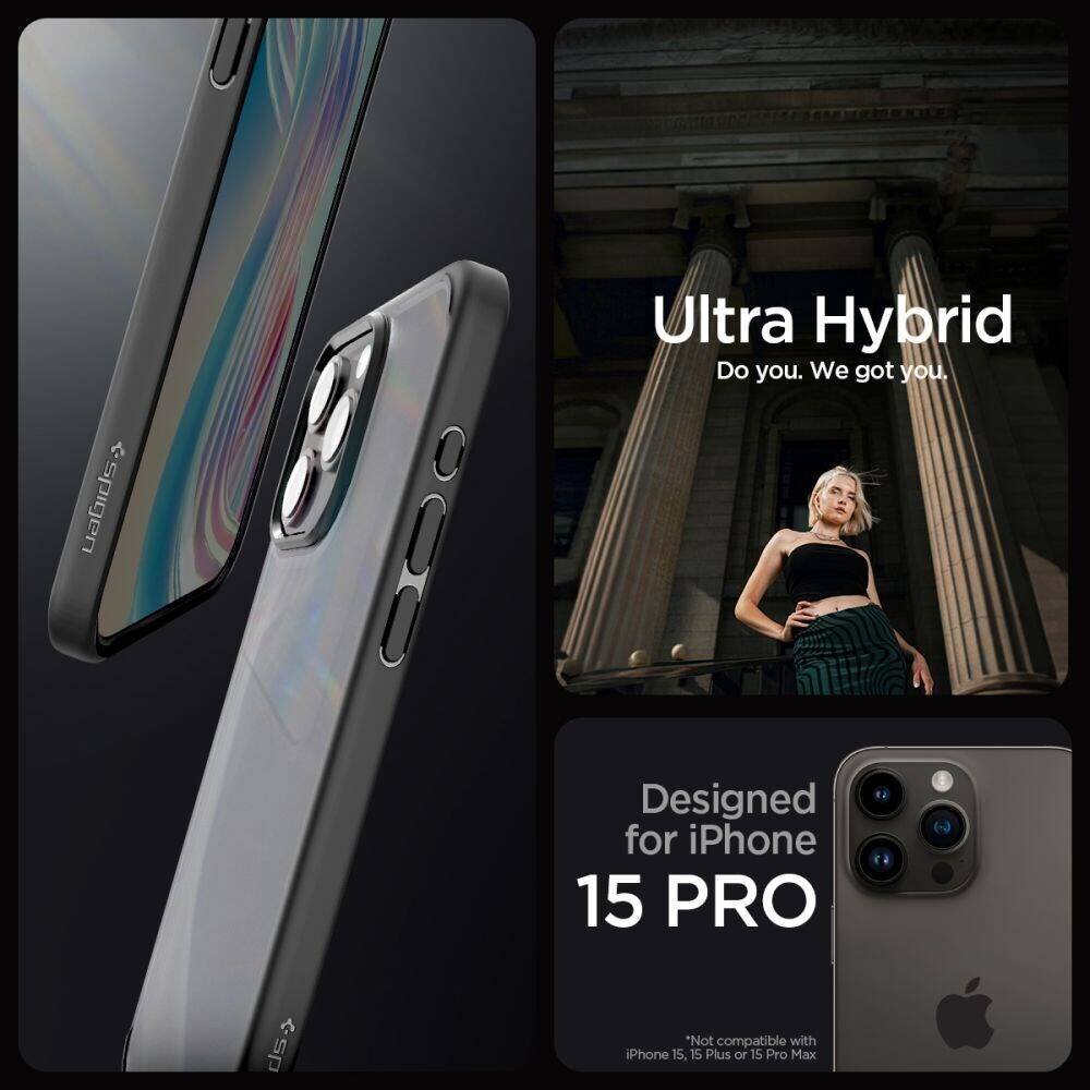 Spigen Ultra Hybrid iPhone 15 Pro Max, läbipaistev frost must hind ja info | Telefoni kaaned, ümbrised | kaup24.ee